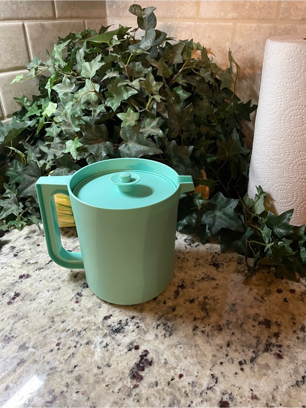 Tupperware Mint Green Plastic Pitcher with Lid and Handle